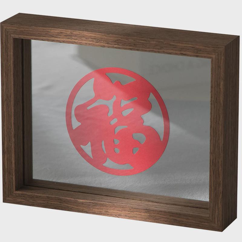 定制双面玻璃寸相框摆台正方形干画树叶展示框欧式木质相片框diy
