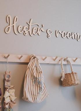 简约木质名字牌装饰布置拍照房间挂牌摆件字母木牌有趣新意