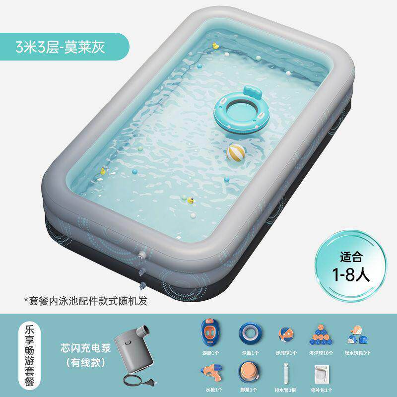 游泳夏天游泳池儿童家用戏超厚hu大型小孩大人r户外水池室内充气