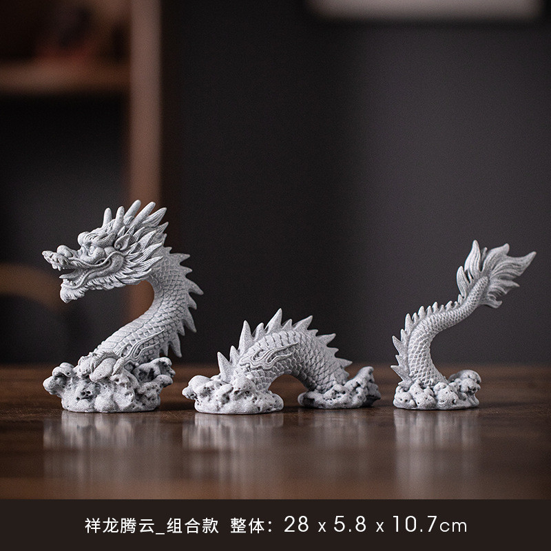 创意祥龙腾云假山盆栽微景观桌面摆件鱼缸造景神龙分体式设计装饰