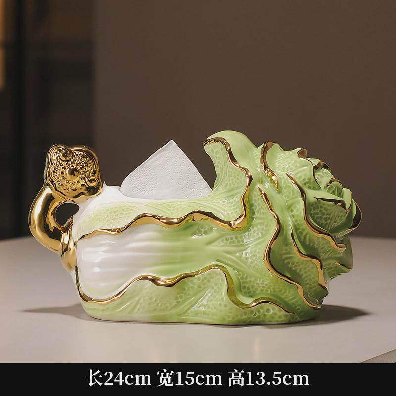 陶瓷白菜装饰品纸巾盒客厅桌面茶几创意抽纸盒收纳高档轻奢新中式,收纳整理,纸巾盒,淘宝优惠券,粉丝福利购,淘宝优惠卷