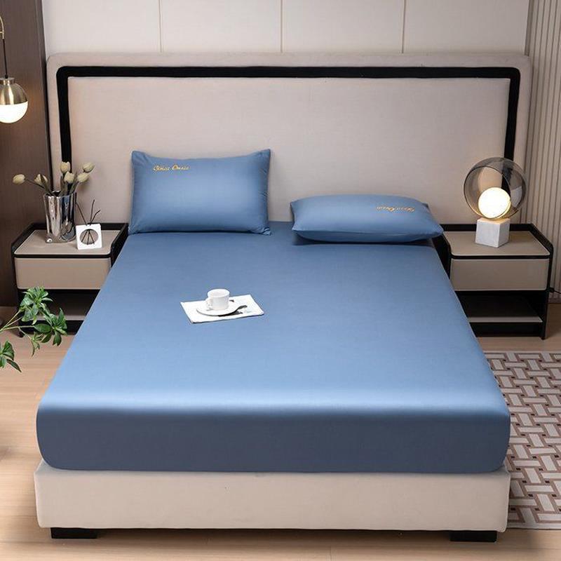 新款40支防滑床笠三件套单件床套子结婚庆大红色全棉床单双人床罩