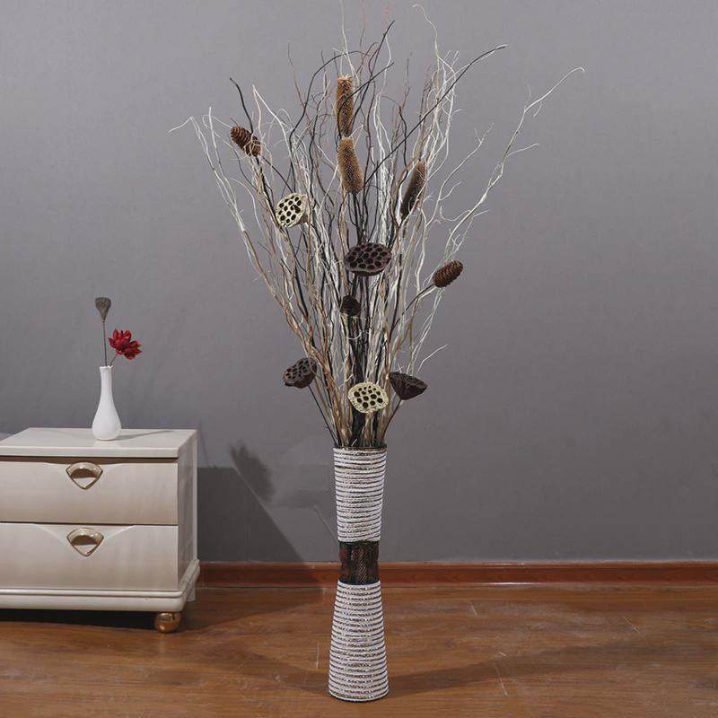 橱窗柳插花落地装饰树枝干枝龙柳曲假花玄关隔断客厅叶脉干花