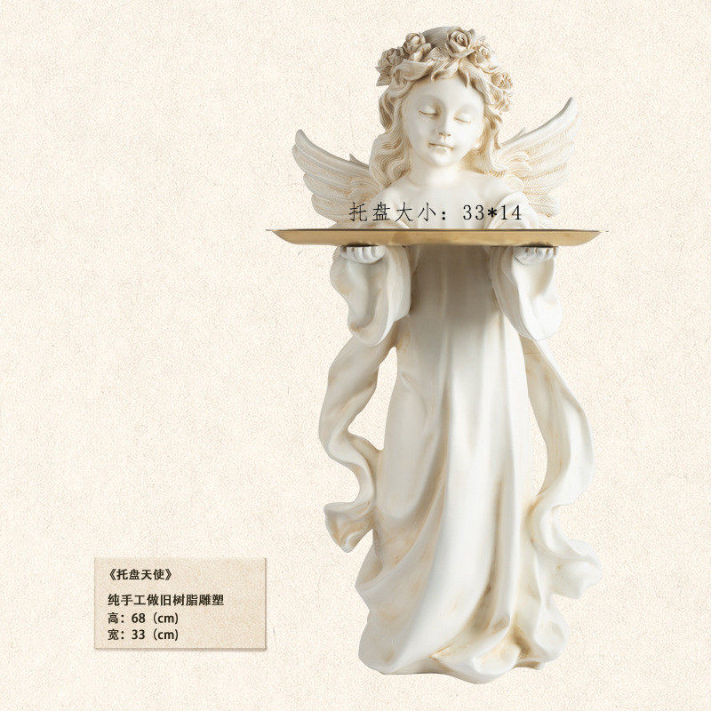 5dbj卧室爱丽丝托盘天使批发客厅沙发大型落地摆件玄关装饰美式复,家居饰品,装饰摆件,淘宝优惠券,粉丝福利购,淘宝优惠卷
