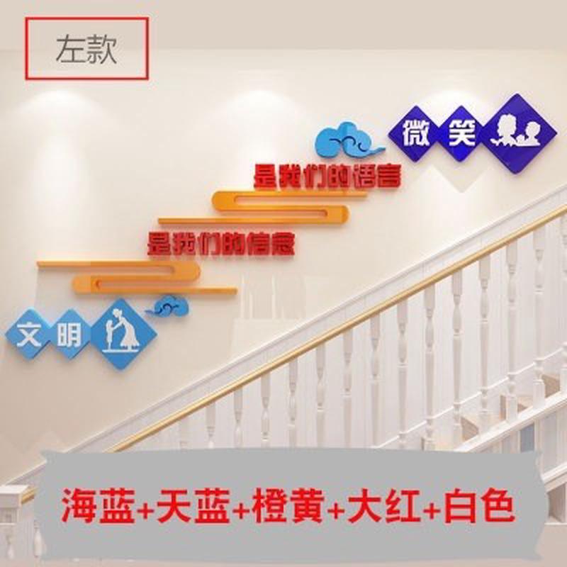 幼儿园教室布置装饰小学创意班级文化墙贴文明标语楼梯墙面壁纸画图片