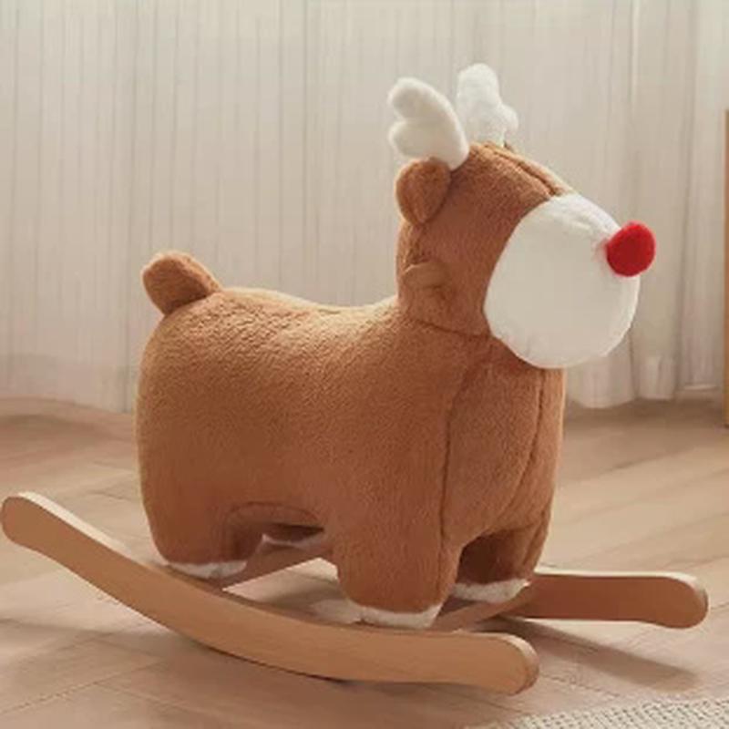 源头工厂高品质网红客厅动物坐骑摆件小马沙发坐凳实木框儿童摇椅