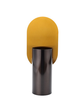 现代简美意式轻奢样板间家居客厅卧室装饰摆件金色金属干花插花器