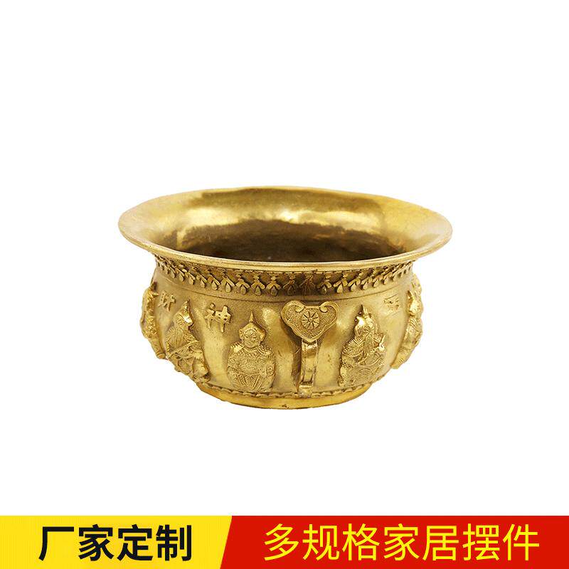 兴旺铜器铜五路财神聚宝盆摆件家居香炉工艺品