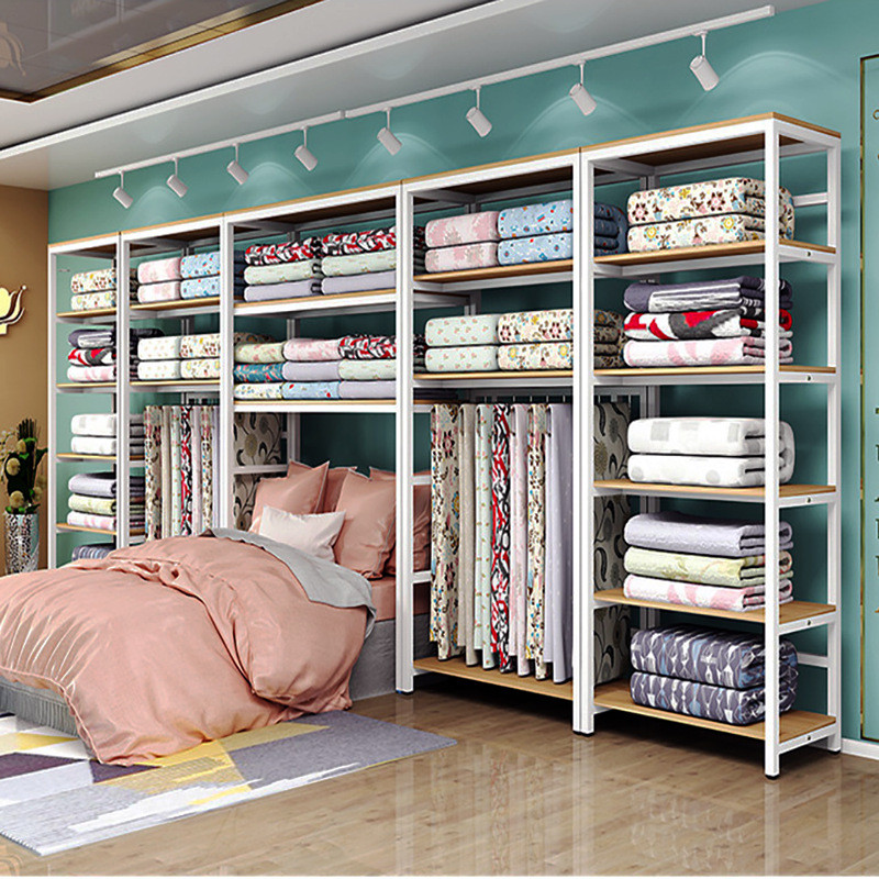 热销家纺店货架展示架床上用品置物架布料四件套枕头被芯陈列展示