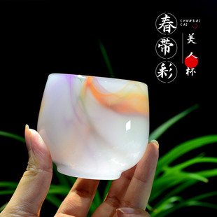 琉璃功夫茶杯彩色玉瓷茶杯家用玻璃主人杯单杯个人杯品茗杯喝茶具