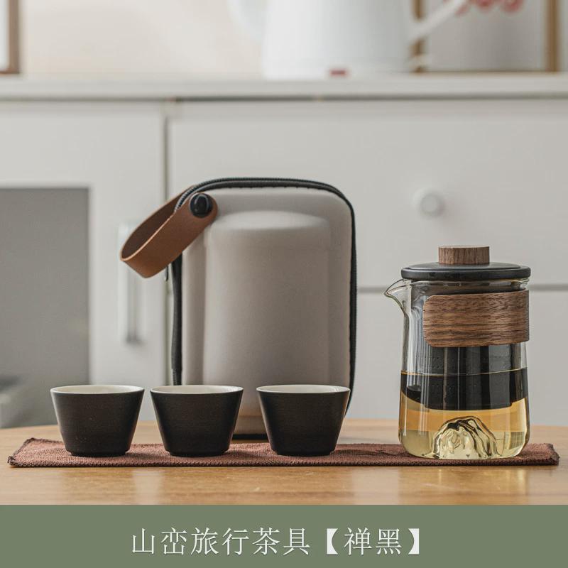 快客杯茶壶三杯旅行茶具套装户外便携式一壶陶瓷日式泡茶单人防烫