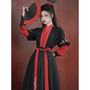 武侠风女黑色霸气学生帅气中国风侠客侠女古装情侣套装男