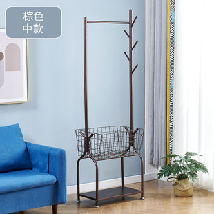 阳台出租屋落地式家用挂衣架置物架可移动晾衣架衣帽架简易晾衣杆