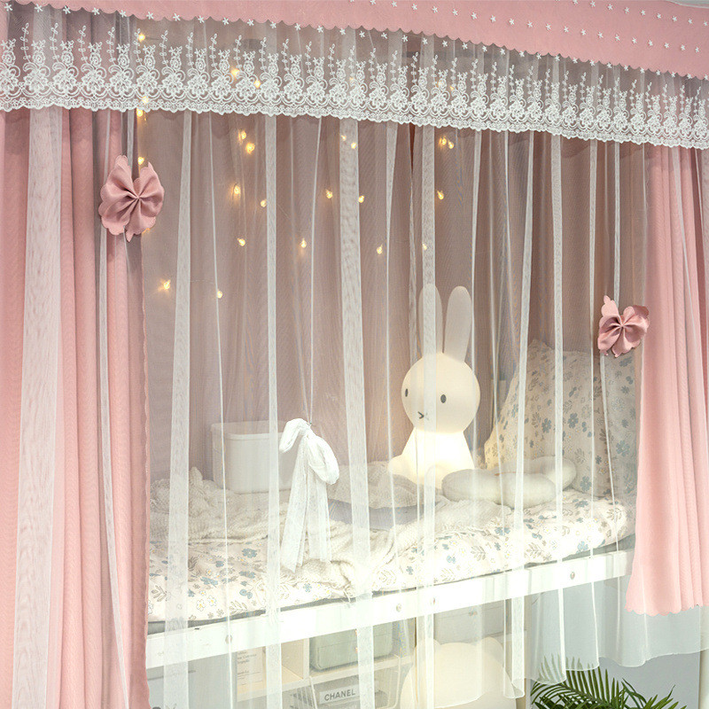 遮光蚊帐床帘上铺女生宿舍学生下铺女遮挡轨道一体式强帘子u型帘