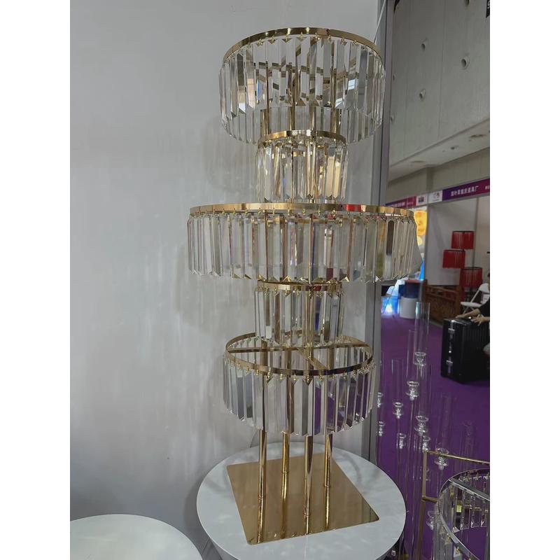 电镀金色路引婚庆布置用品婚礼桌装饰花架摆件新中式银色水晶挂件