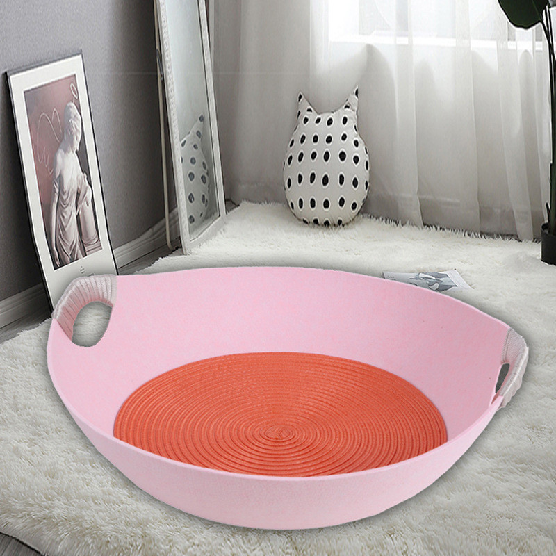 毛毡猫窝夏季平底锅窝猫屋猫舍泰迪狗窝猫房子网红凉猫窝