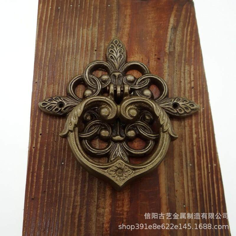 中式黄铜拉手仿古大门把手老式古建庭院木门拉环古典花形拉手门环
