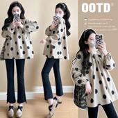 春装 休闲娃娃衫 时尚 孕妇装 百搭长袖 波点宽松大码 春季 怀孕