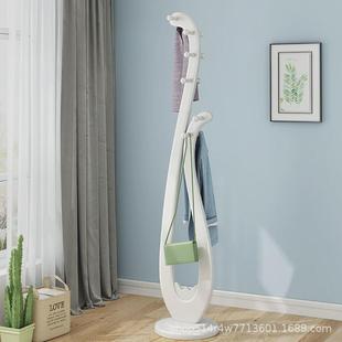 全实木衣帽架白色挂衣架落地卧室简约加粗创意琵琶形立式置物收纳