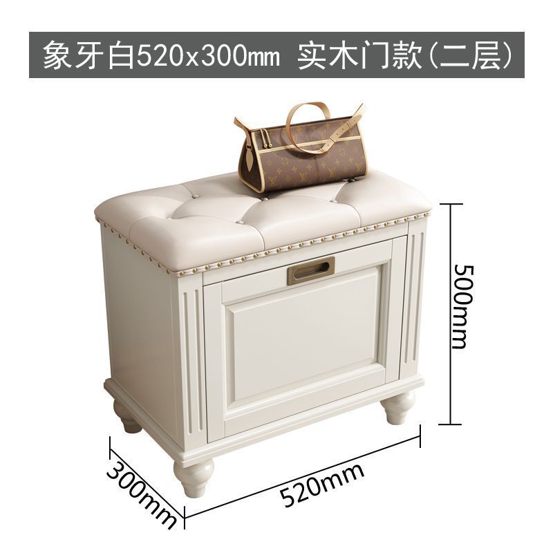 jir美式收纳凳鞋柜家用门口进门储物凳翻斗实木换鞋凳门厅可坐穿