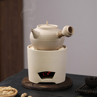 砂铫跳盖壶潮汕白泥侧把壶手工户外陶瓷烧水壶日式煮茶明火泡茶壶