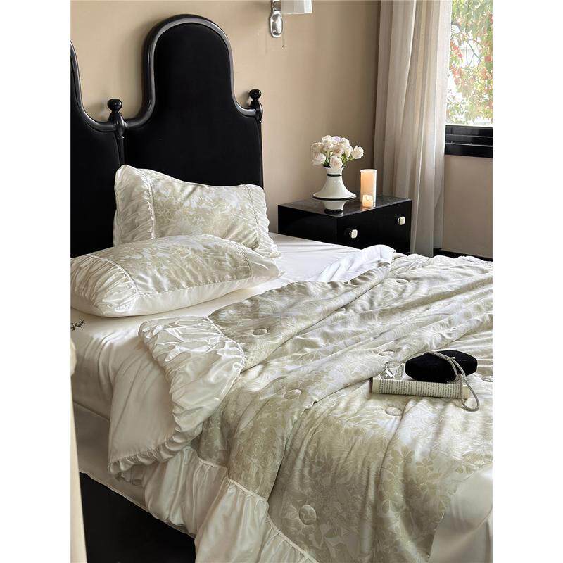 法式少女心60支兰精天丝夏被四件套褶皱夏凉被凉感花边空调被薄被