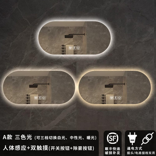 椭圆卫生间智能浴室镜化妆镜洗手间led带灯触摸屏除雾镜子壁新品