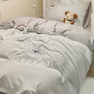 大学生宿舍床上三件套夏天磨毛小清新床单四件套四季通用被套被套