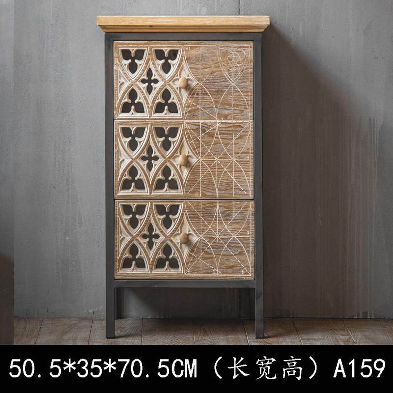 美式复古玄关柜实木客厅铁艺电视柜甜品店装饰柜子民宿做旧餐边柜