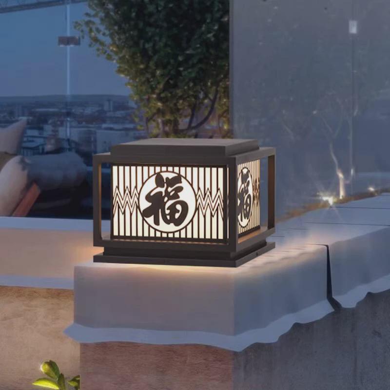 新款太阳能户外中式庭院柱头灯别墅围墙大门口两侧柱子接电草坪灯