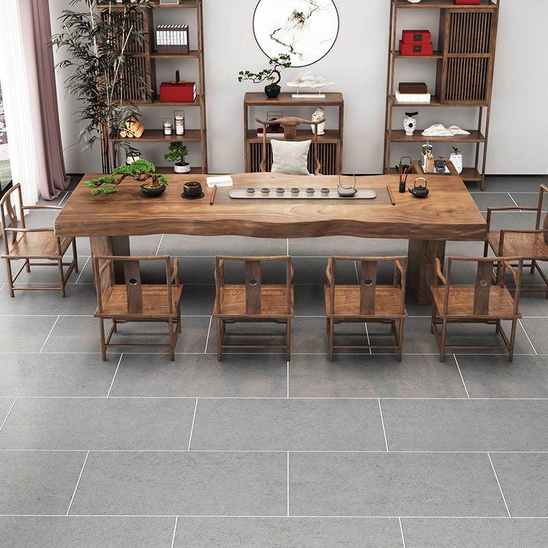 现代实木茶桌茶台禅意茶桌椅组合办公室茶几新中式原木大板桌