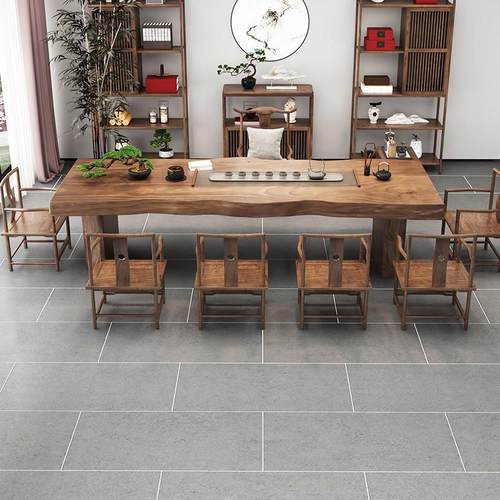 现代实木茶桌茶台禅意茶桌椅组合办公室茶几新中式原木大板桌