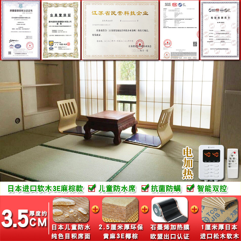盛唐和风目积席3e棕芯加热榻榻米垫定塔他床垫电热塔米他米地垫