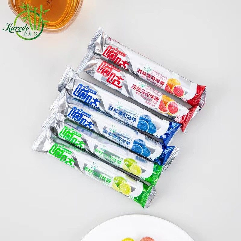 笑咪咪嘀咕清新薄荷味糖润喉糖休闲随身便携零食条装提神防困果汁