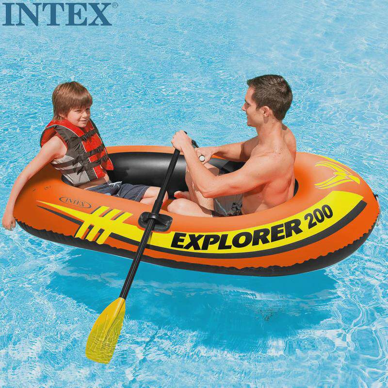 intex58331充气船双人探险者两人充气船皮划艇橡皮船钓鱼船加厚