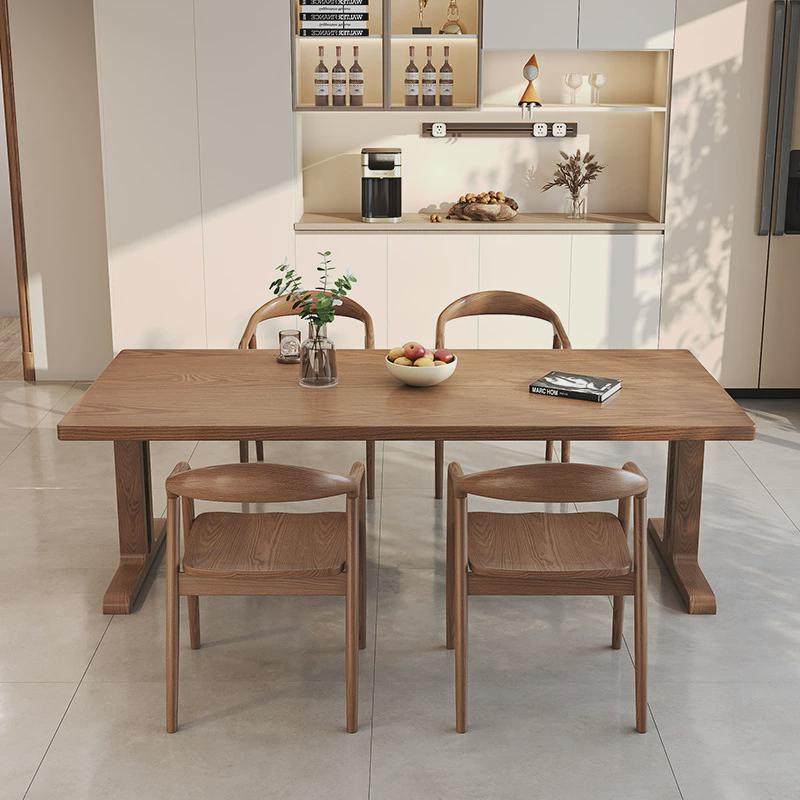 纯实木餐桌椅组合子胡桃色白蜡木书桌现代简约会议桌家用饭桌北欧