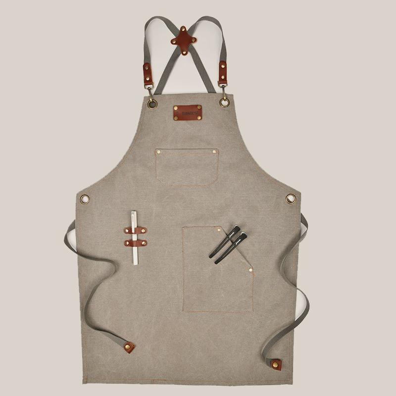 创意工作厨房防污围裙家居时尚款牛仔布无袖肩带式帆布围群