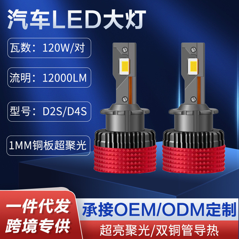 跨境爆款汽车LED大灯D2S/RD4S/R替换原车氙气灯