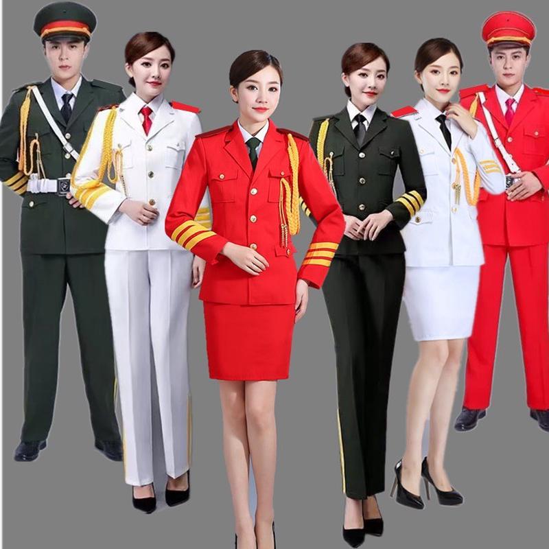 军乐队礼服打军鼓服装女锣鼓队中老年人管乐队舞台乐队表演演出服