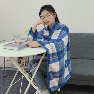 披肩毛毯单人午睡小毯子办公室沙发毯两用加厚不掉毛披风盖腿宿舍