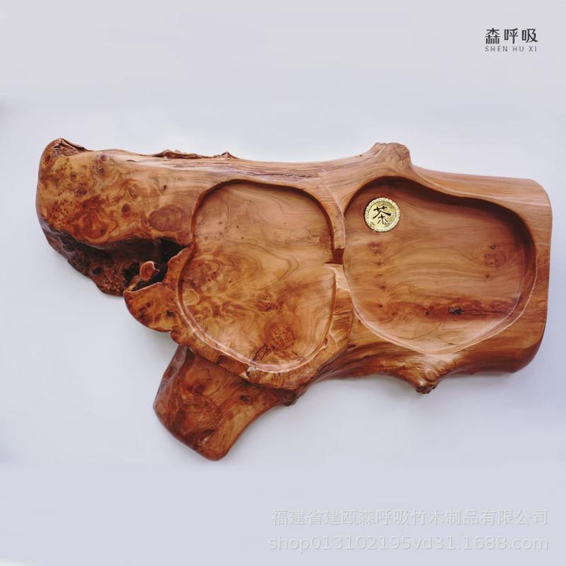 实木根雕原木茶盘满榴花长方形家用小茶台排水树根茶几功夫茶具
