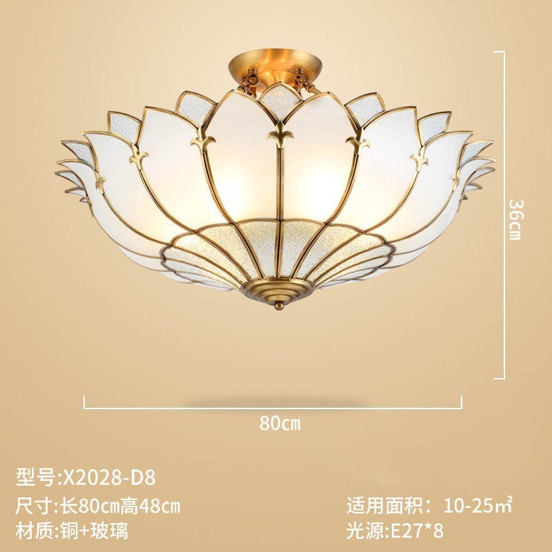 半客厅水晶吸顶灯欧式轻奢卧室书房主房间美式吸顶灯餐厅全铜灯具