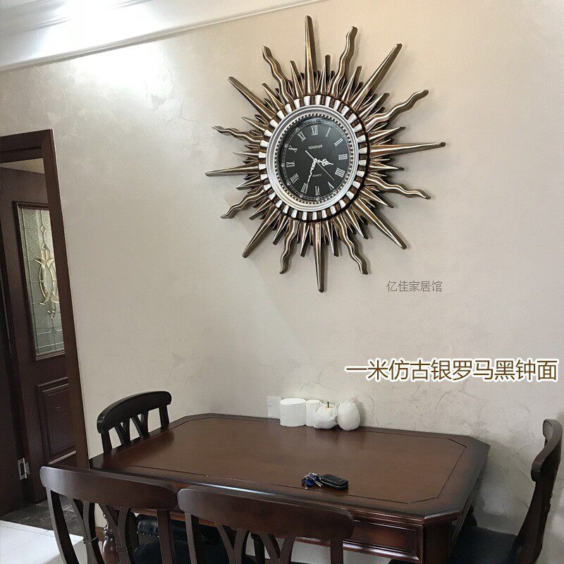 a5l美式钟表客厅餐厅太阳挂钟复古钟酒中式别墅欧式大号挂表静音