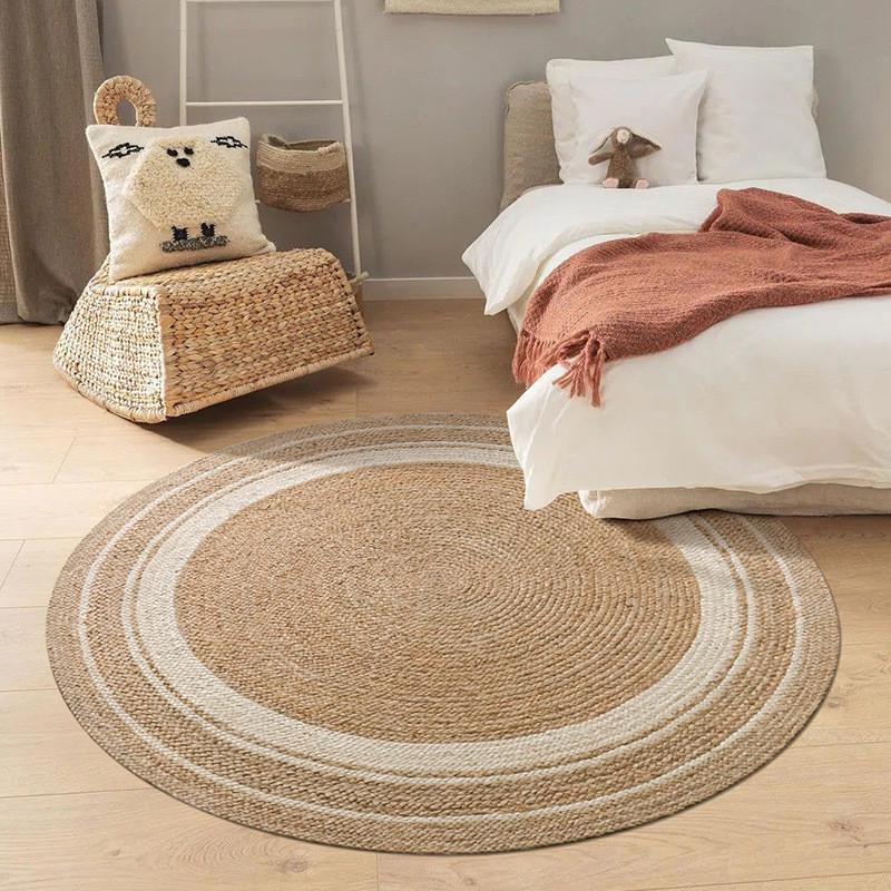 手工编织黄麻地毯客厅茶几民宿茶室侘寂风家用天然无胶卧室阳台垫