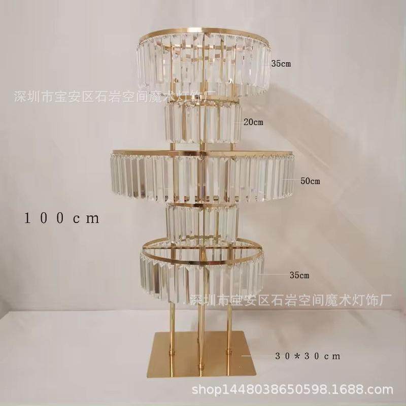 新款酒店铁艺花架婚礼婚庆道具路引桌花现场布置摆件散件金色