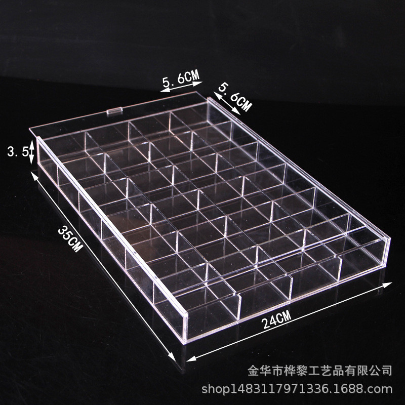 带盖亚克力格盘30格收纳盒首饰盒托盘珠宝盘展示道具散珠架串珠盘