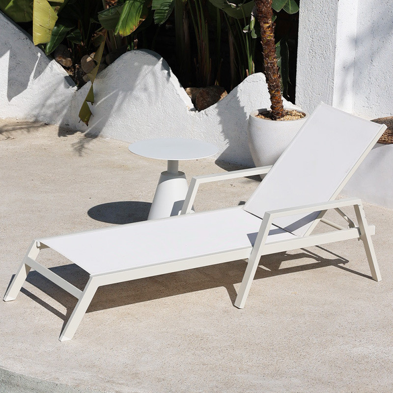 户外躺椅防水庭院阳台铝合金室外休闲折叠游泳池躺床沙滩椅防晒