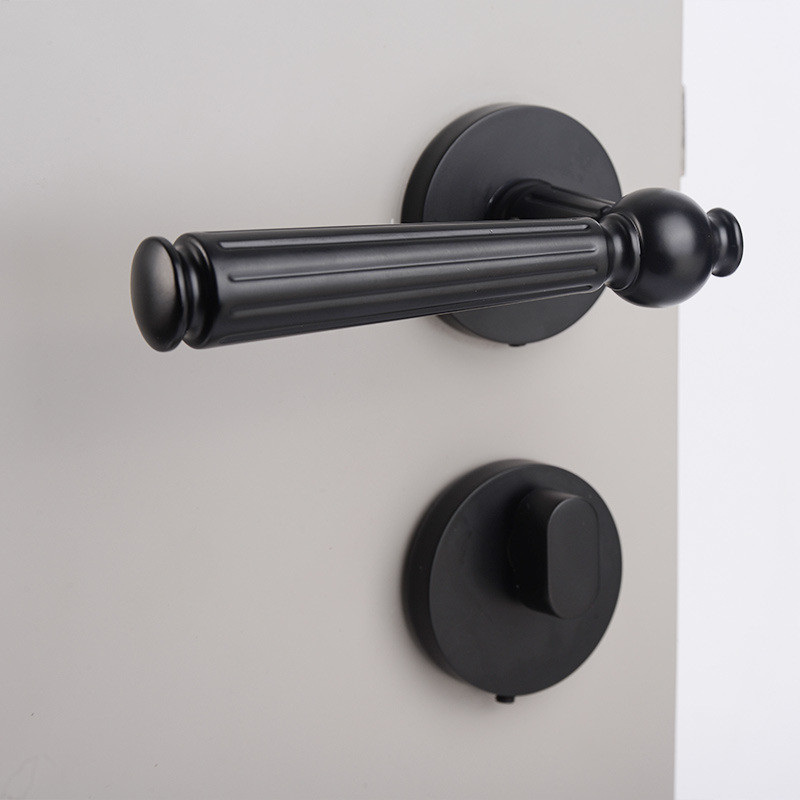 法式轻奢室内卧室房门金色静音门锁木门把手通用型磁吸分体锁具