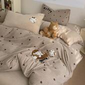 冬季 加绒加厚四件套卡通保暖秋冬刺绣可爱被套床单三件套床上用品