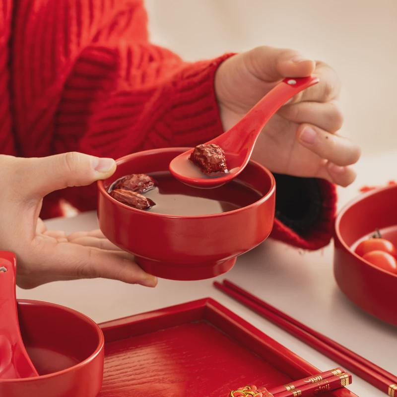 唐呈结婚陶瓷碗筷勺套装一对女方喜陪嫁专用敬茶杯新婚庆用品大全